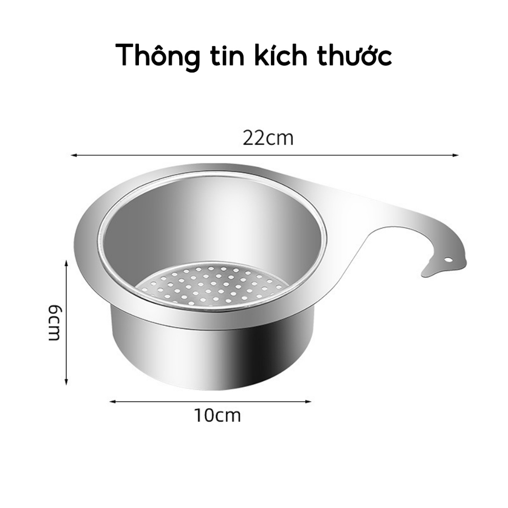 Khay Lọc Rác Thiên Nga Gắn Bồn Rửa Chén Bát Giỏ Lọc Rác Inox 304 Treo Bồn Rửa Chống Tắc Nghẽn