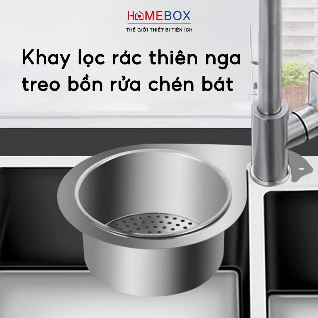 Khay Lọc Rác Thiên Nga Gắn Bồn Rửa Chén Bát Giỏ Lọc Rác Inox 304 Treo Bồn Rửa Chống Tắc Nghẽn