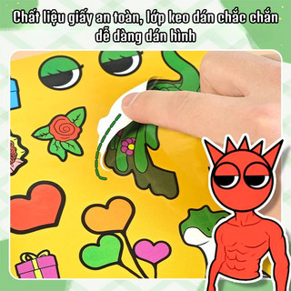 Đồ Chơi Tranh Dán 8in1 Hình Incredibox Sprunki Cỡ Lớn Tặng Kèm Sticker, Set 8 Tấm Hình Dán Thủ Công Sprunki Cho Bé
