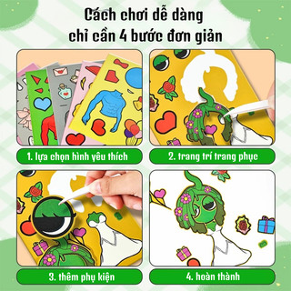 Đồ Chơi Tranh Dán 8in1 Hình Incredibox Sprunki Cỡ Lớn Tặng Kèm Sticker, Set 8 Tấm Hình Dán Thủ Công Sprunki Cho Bé