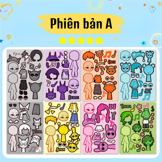 Đồ Chơi Tranh Dán 8in1 Hình Incredibox Sprunki Cỡ Lớn Tặng Kèm Sticker, Set 8 Tấm Hình Dán Thủ Công Sprunki Cho Bé