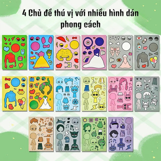 Đồ Chơi Tranh Dán 8in1 Hình Incredibox Sprunki Cỡ Lớn Tặng Kèm Sticker, Set 8 Tấm Hình Dán Thủ Công Sprunki Cho Bé
