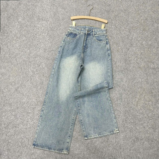 Quần Jean Bigsize Nữ Màu Bụi Wash Sáng Xanh Dơ Phong Cách Vintage Cho Chubby 50-92kg Q547