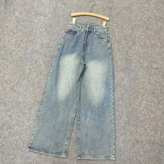 Quần Jean Bigsize Nữ Màu Bụi Wash Sáng Xanh Dơ Phong Cách Vintage Cho Chubby 50-92kg Q547