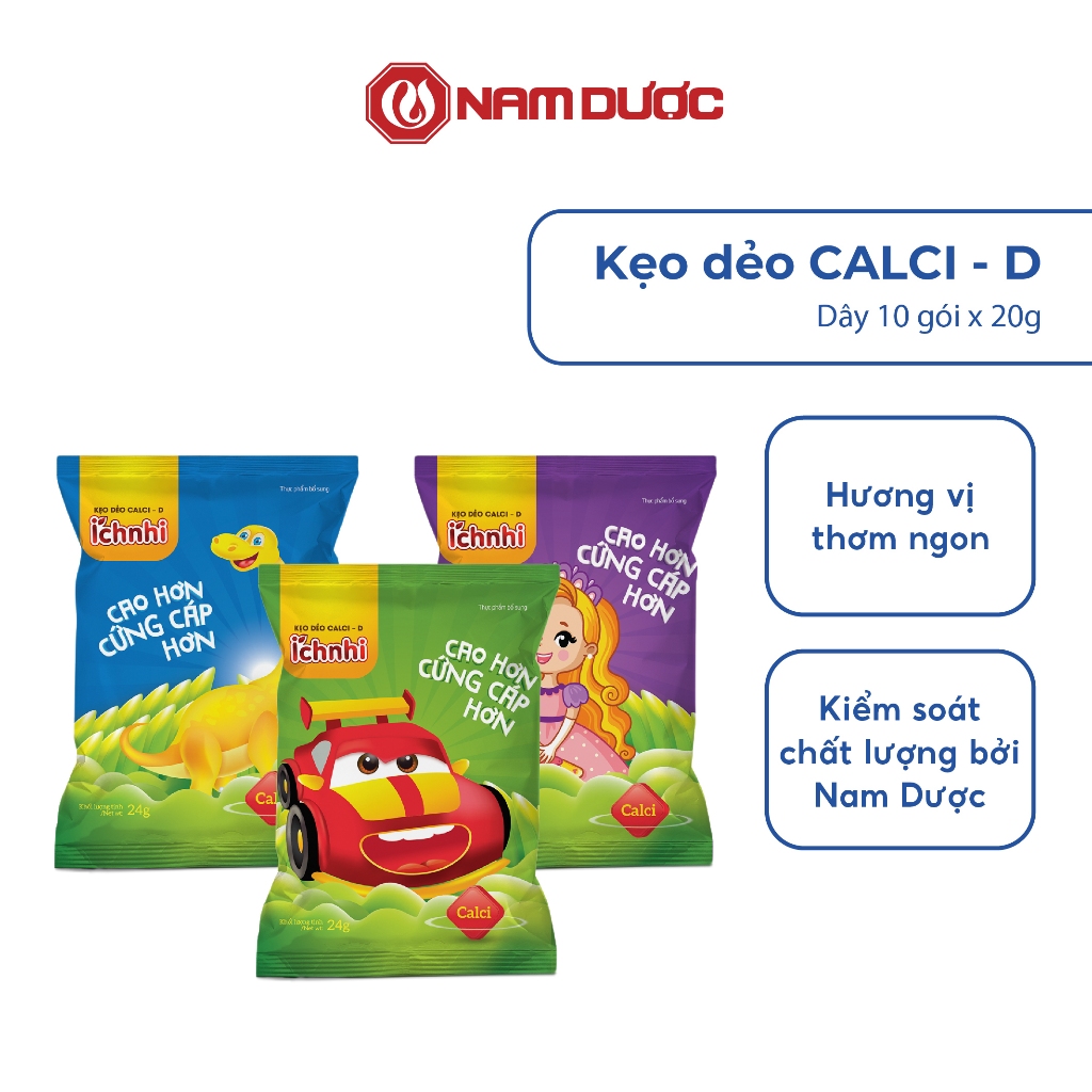 Ảnh Kẹo dẻo Calci-D Ích Nhi dây 10 gói cho bé bổ sung canxi 1