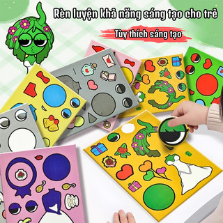 Đồ Chơi Tranh Dán 8in1 Hình Incredibox Sprunki Cỡ Lớn Tặng Kèm Sticker, Set 8 Tấm Hình Dán Thủ Công Sprunki Cho Bé