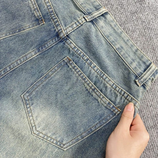 Quần Jean Bigsize Nữ Màu Bụi Wash Sáng Xanh Dơ Phong Cách Vintage Cho Chubby 50-92kg Q547