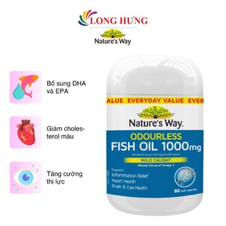Viên uống Nature's Way Odourless Fish Oil 1000mg hỗ trợ tim mạch trí não (80 viên/200 viên)