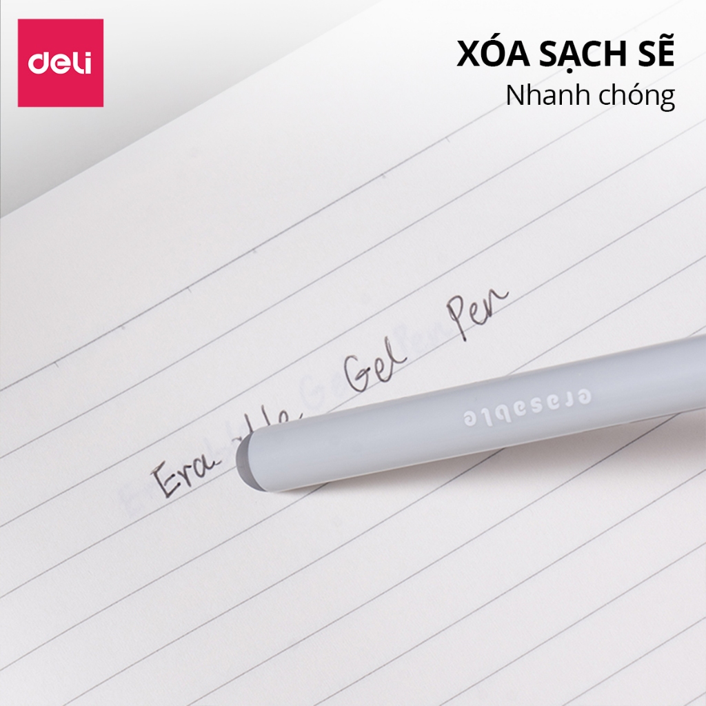 [TRỢ GIÁ] Combo 3/5/12 Bút Gel Xóa Được Deli Bút Gel Bút Bi Mực Xanh/ Đen/ Tím Ngòi 0.5mm Chữ Đẹp Xóa Sạch Học Sinh