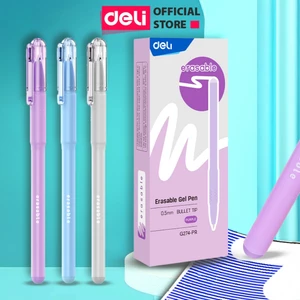 Combo 3/5/12 Bút Gel Xóa Được Deli Bút Gel Bút Bi Mực Xanh/ Đen/ Tím Ngòi 0.5mm Chữ Đẹp Xóa Sạch Học Sinh