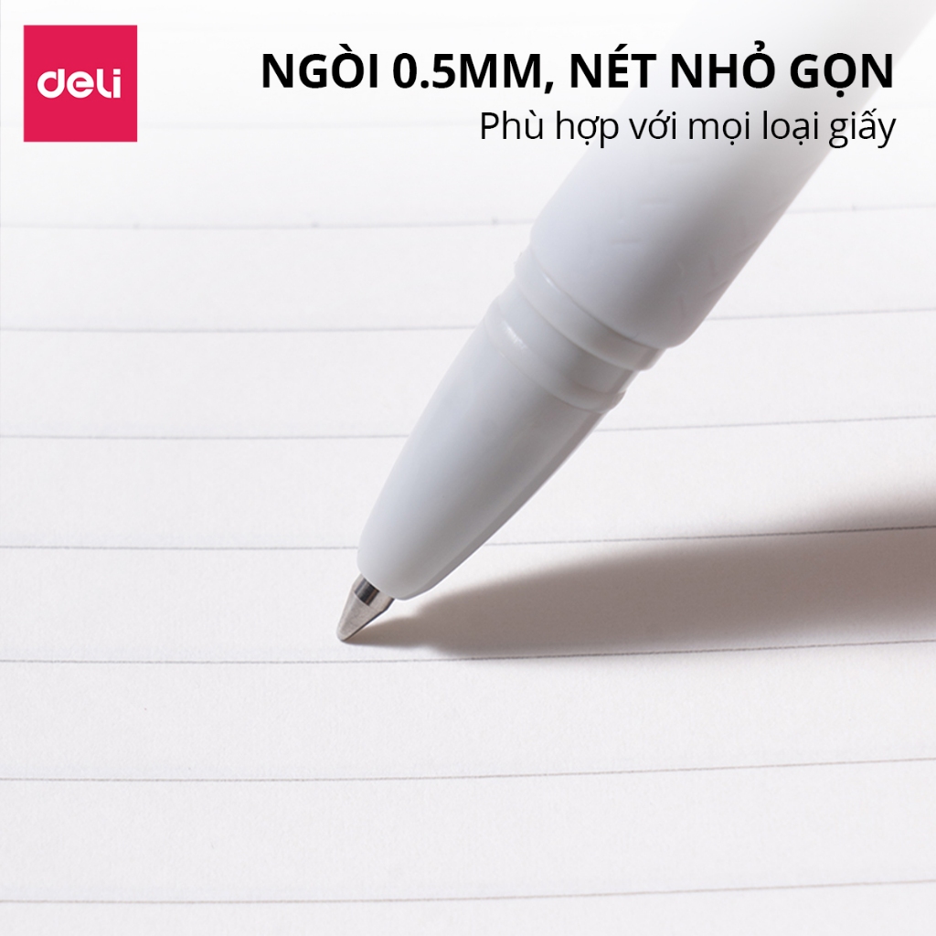 [TRỢ GIÁ] Combo 3/5/12 Bút Gel Xóa Được Deli Bút Gel Bút Bi Mực Xanh/ Đen/ Tím Ngòi 0.5mm Chữ Đẹp Xóa Sạch Học Sinh