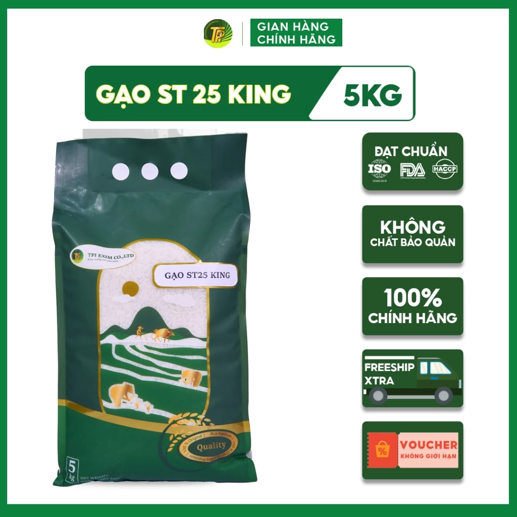[5Kg] Gạo St25 King Gạo Ngon Thượng Hạng Hạt Dài Mềm Dẻo Chuẩn Xuất Khẩu Tpi Group