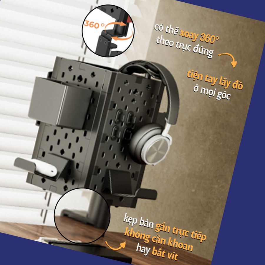 Bảng treo đồ UPGEN BT03 đa năng, thiết kế lắp đặt trên và dưới mặt bàn
