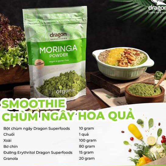 Bột chùm ngây hữu cơ Dragon superfoods organic Moringa powder 200g