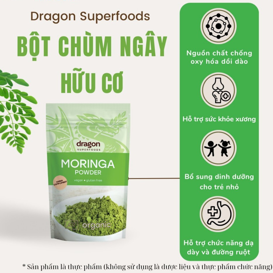 Bột chùm ngây hữu cơ Dragon superfoods organic Moringa powder 200g