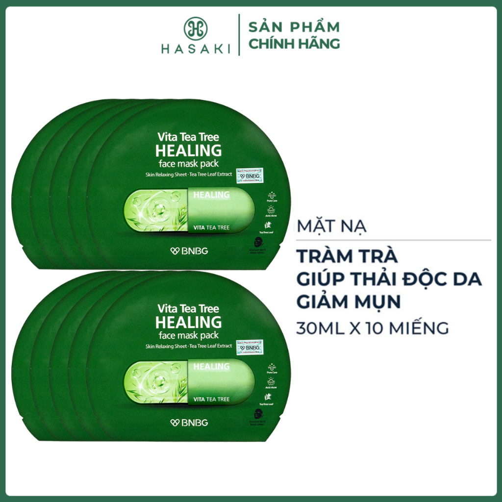 Combo 10 Mặt Nạ BNBG Tràm Trà Thải Độc Da, Giảm Mụn 30ml