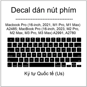 Skin Nút Macbook Pro (16-inch, 2021, M1 Pro, M1 Max) A2485; (16-inch, 2023, M2 Pro, M2 Max, M3 Pro, M3 Max) A2991, A2780