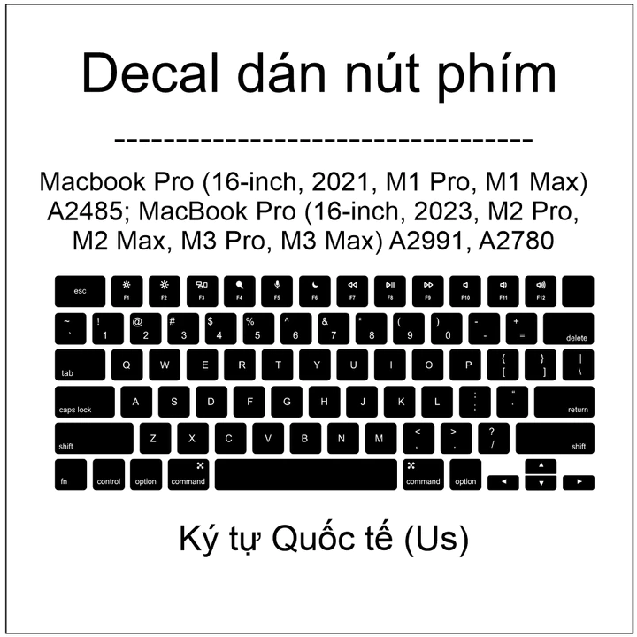 Skin Nút Macbook Pro (16-inch, 2021, M1 Pro, M1 Max) A2485; (16-inch, 2023, M2 Pro, M2 Max, M3 Pro, M3 Max) A2991, A2780