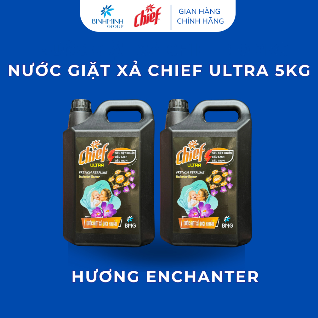 Nước Giặt Xả Chief Ultra 5Kg Hương Enchanter Siêu Thơm Siêu Sạch