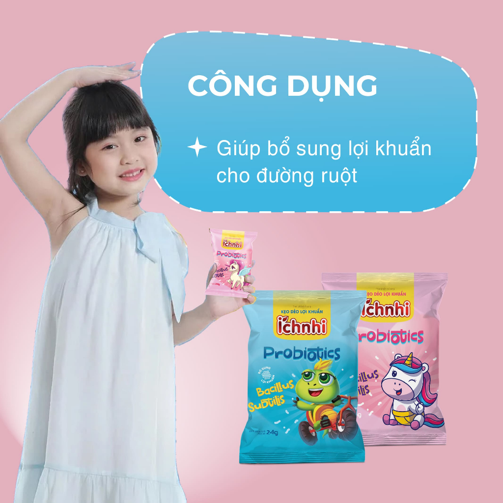 Ảnh Kẹo dẻo lợi khuẩn Ích Nhi (dây 10 gói) chứa lợi khuẩn bacillus subtilis hỗ trợ tiêu hóa 2