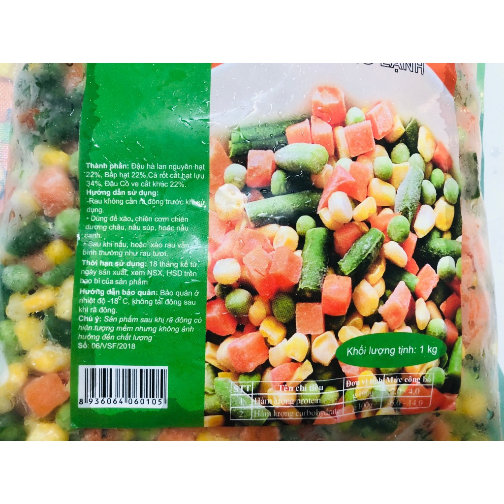 1Kg Rau Củ Tách Hạt Sẵn  V-Safefood