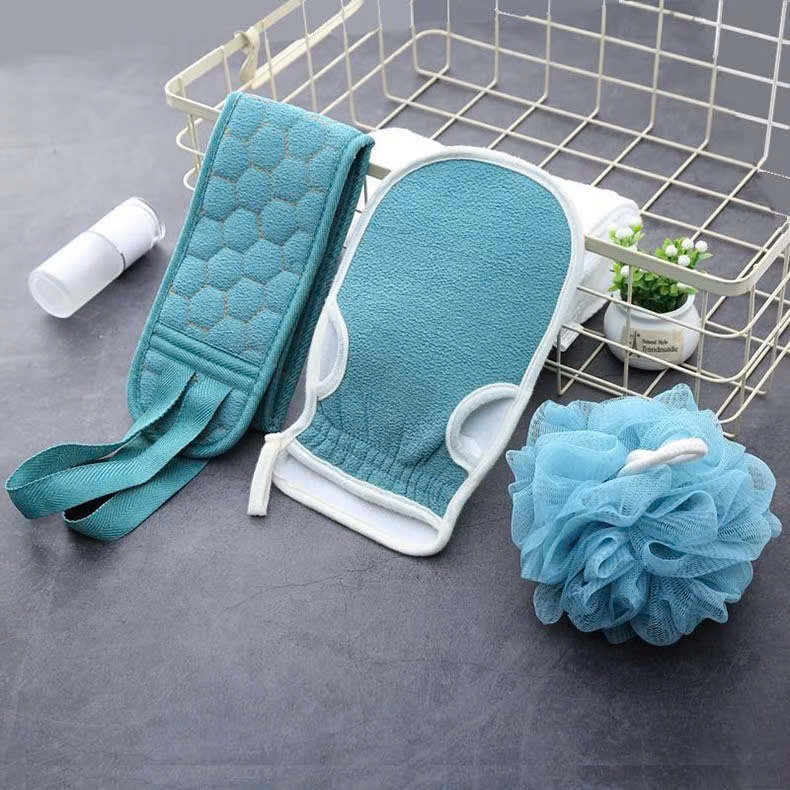 COMBO 3 DÂY TẮM TẠO BỌT LÀM SẠCH CƠ THỂ - Set 3 Bông Tắm Chà Lưng Tiện Dụng Dễ Dùng,Bông Tẩy Tế Bào Chết Kiểu Nhật