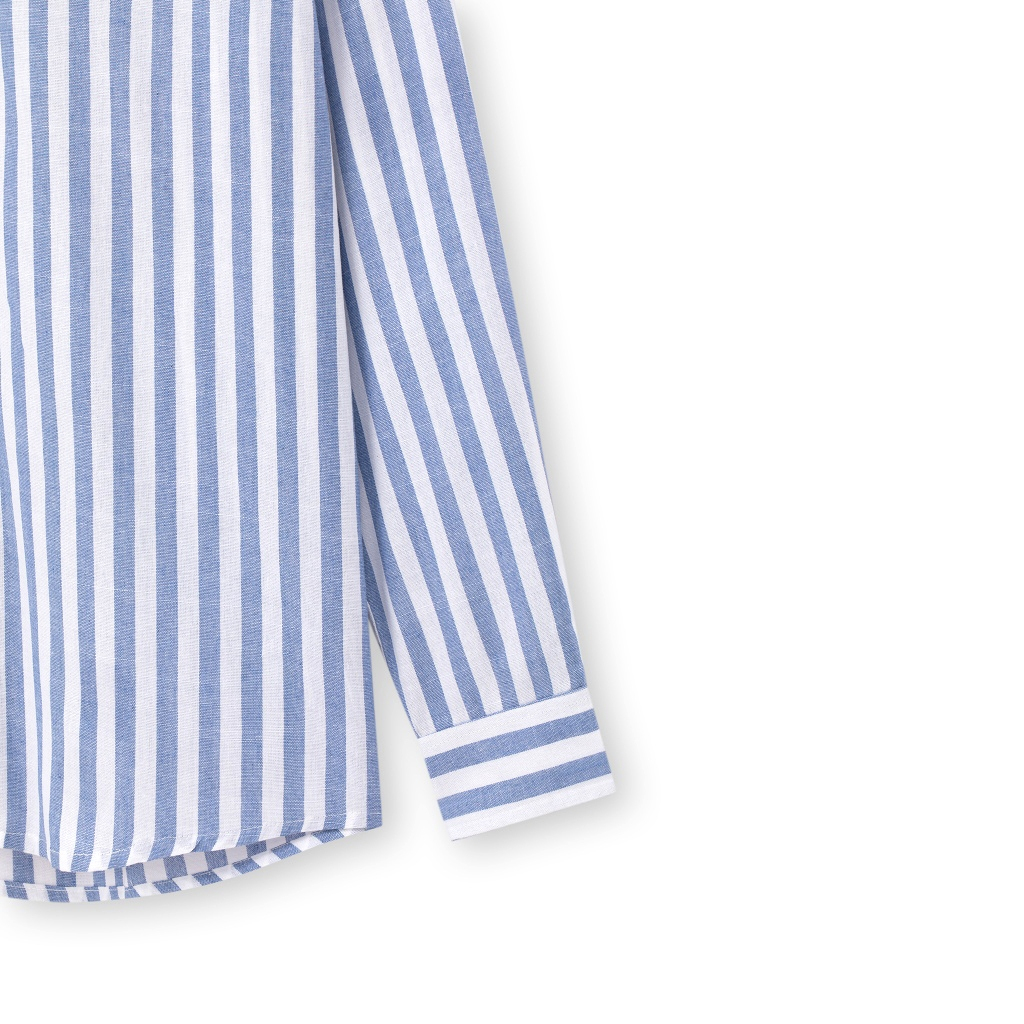 Áo Sơ Mi Nam Linen Sọc Xanh Đi Biển Mùa Hè Vải Thoáng Mát Thoải Mái Halley A54