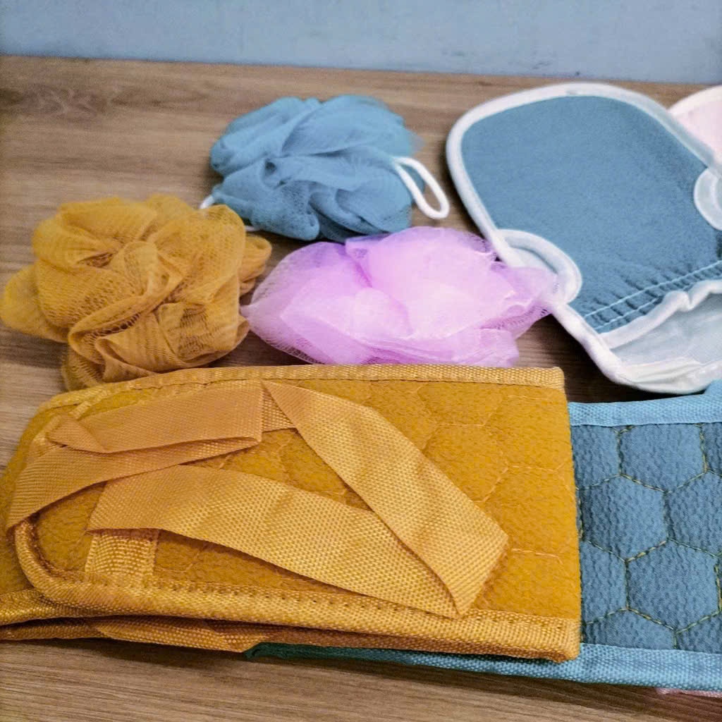 COMBO 3 DÂY TẮM TẠO BỌT LÀM SẠCH CƠ THỂ - Set 3 Bông Tắm Chà Lưng Tiện Dụng Dễ Dùng,Bông Tẩy Tế Bào Chết Kiểu Nhật