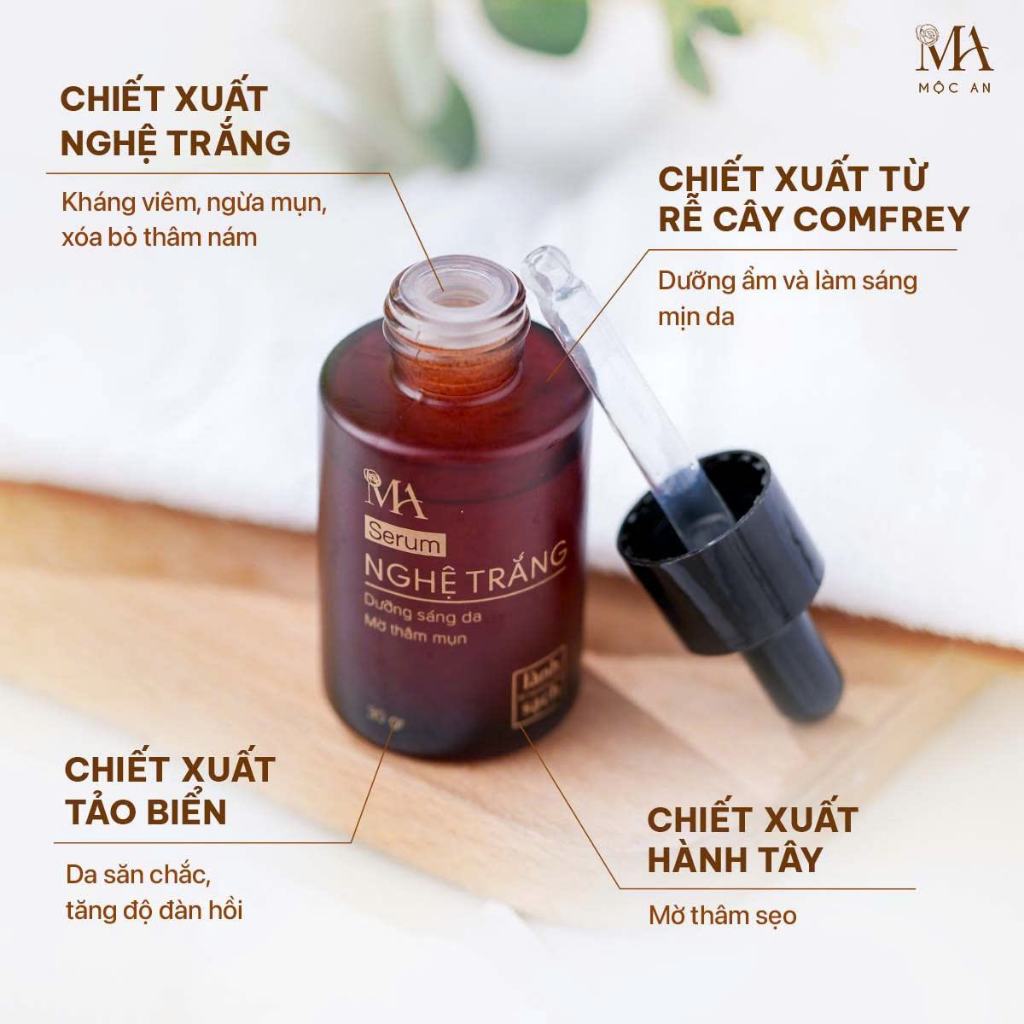 Ảnh Serum Dưỡng Da Mộc An Nghệ Trắng Cấp Ẩm Sâu, Giảm Mụn Mờ Thâm Nám Chăm Sóc Làn Da Trắng Mịn 30g 2