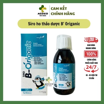 [MẪU MỚI] Siro ho thảo dược B-ORIGANIC - Dùng cho người ho khan, ho đờm, đau họng (Chai 125ml)