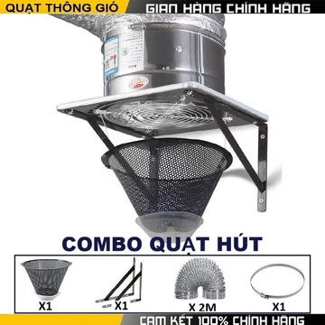 (Phiên bản INOX) COMBO Quạt thông gió hút mùi lõi đồng Quạt Thông Gió , Hút Mùi Nhà Bếp
