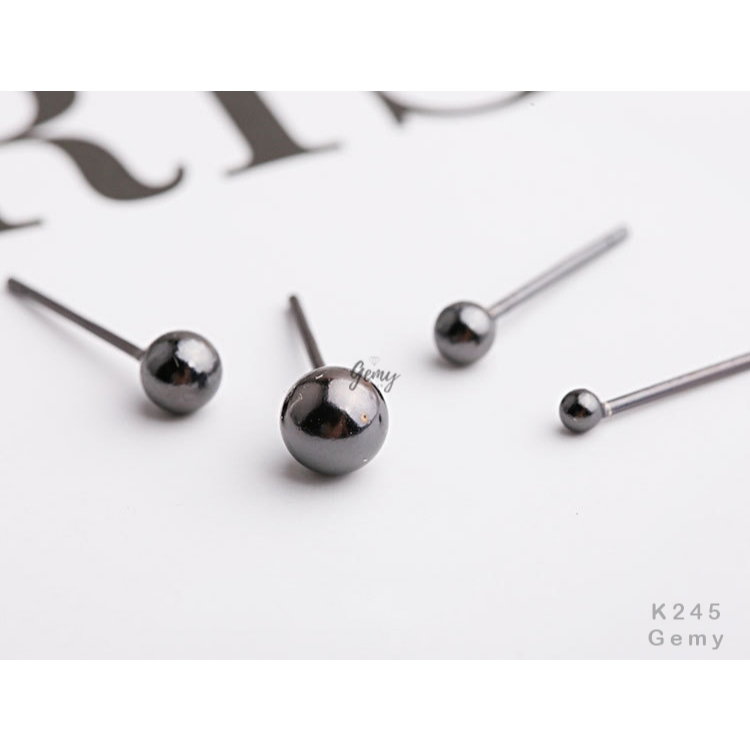 Khuyên tai bạc nam minidot tròn trơn nhiều size màu đen vàng trắng (1 chiếc) | GEMY SILVER K245 K56