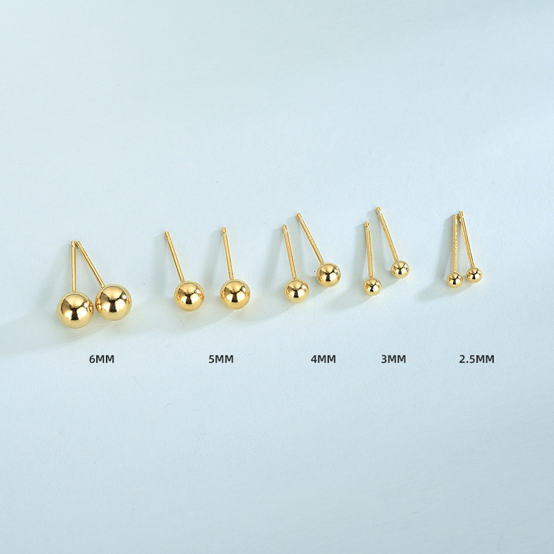 Khuyên tai bạc nam minidot tròn trơn nhiều size màu đen vàng trắng (1 chiếc) | GEMY SILVER K245 K56