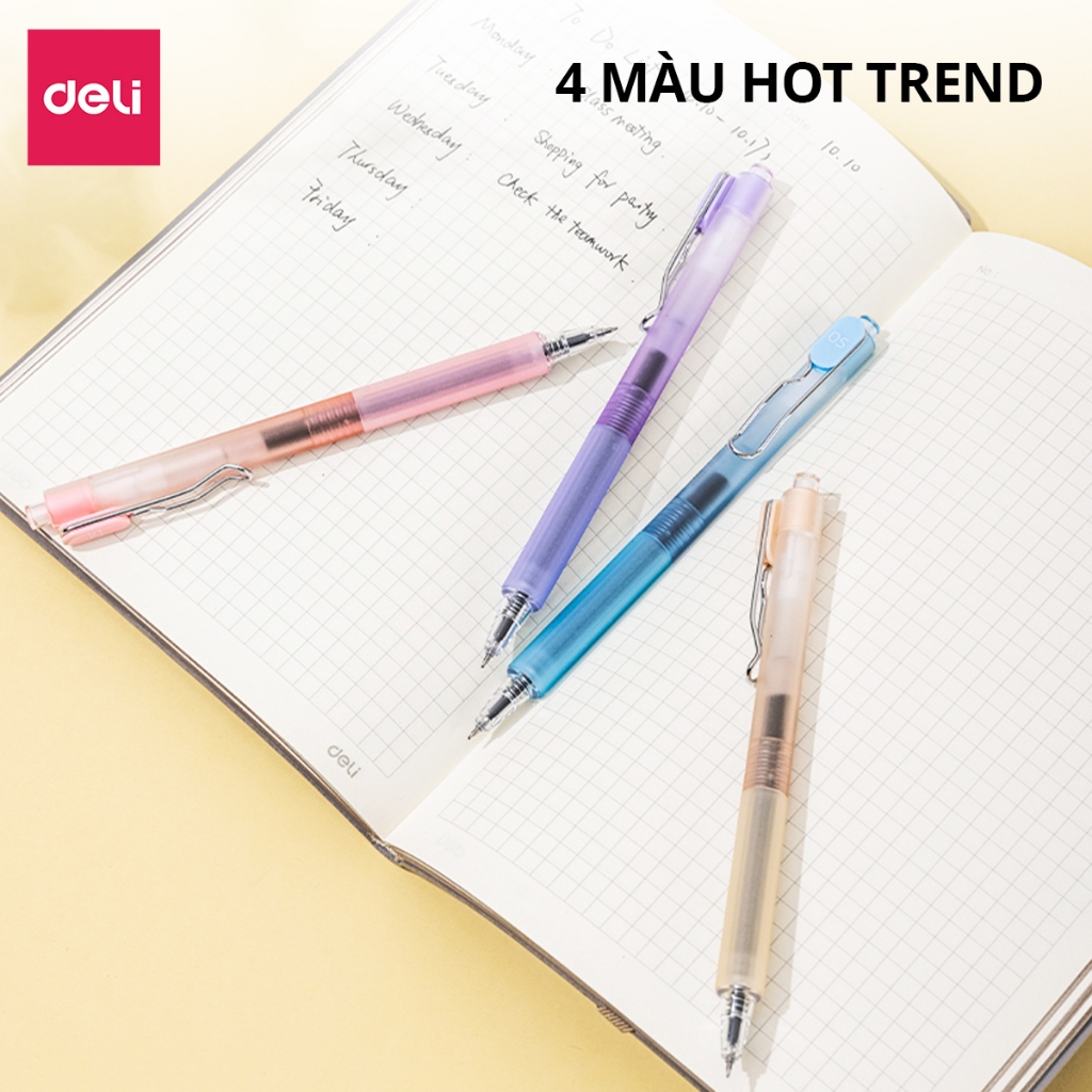 Bút Gel Có Mùi Thơm Deli - Bút Gel Viết Gel Bấm Hương Hoa Thơm Ngòi 0.5mm Mực Đều Viết Đẹp Viết Bài Viết Sổ Tay