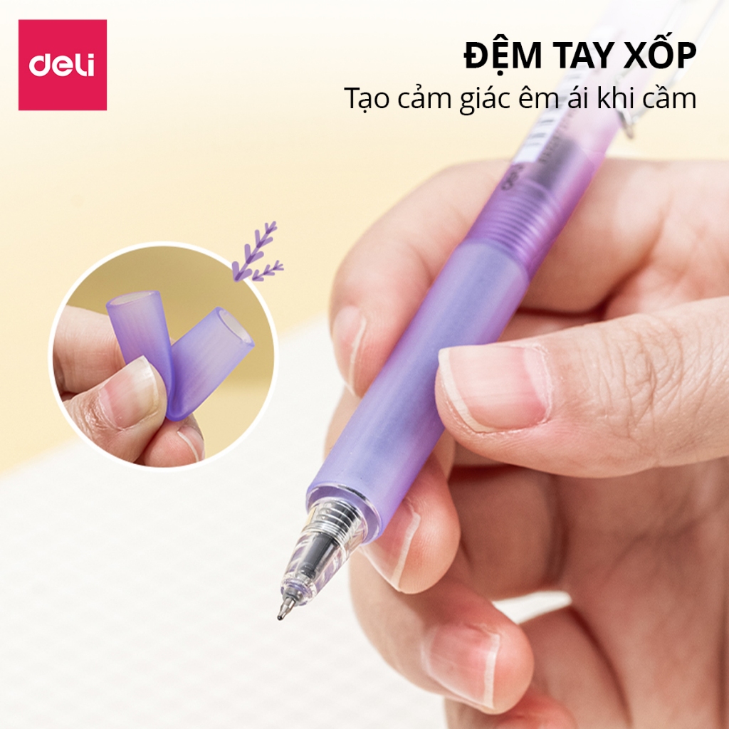 Bút Gel Có Mùi Thơm Deli - Bút Gel Viết Gel Bấm Hương Hoa Thơm Ngòi 0.5mm Mực Đều Viết Đẹp Viết Bài Viết Sổ Tay