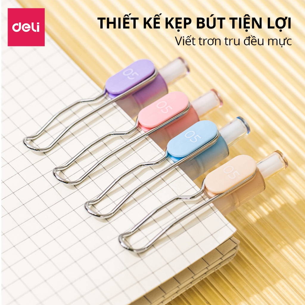 Bút Gel Có Mùi Thơm Deli - Bút Gel Viết Gel Bấm Hương Hoa Thơm Ngòi 0.5mm Mực Đều Viết Đẹp Viết Bài Viết Sổ Tay