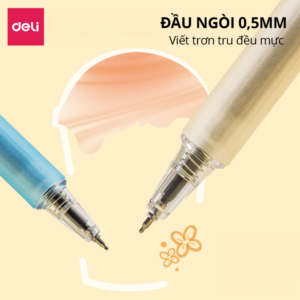 Bút Gel Có Mùi Thơm Deli - Bút Gel Viết Gel Bấm Hương Hoa Thơm Ngòi 0.5mm Mực Đều Viết Đẹp Viết Bài Viết Sổ Tay