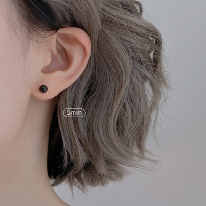 Khuyên tai bạc nam minidot tròn trơn nhiều size màu đen vàng trắng (1 chiếc) | GEMY SILVER K245 K56