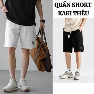 Quần Short Kaki nam cạp chun màu đen trắng FABUMAN quần đùi cộc thể thao nam mùa hè kèm dây rút