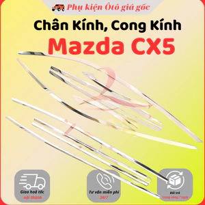 Bộ nẹp viền cong kính, chân kính xe Mazda CX5, CX-5 2014 - 2017 chất liệu INOX cao cấp sáng bong