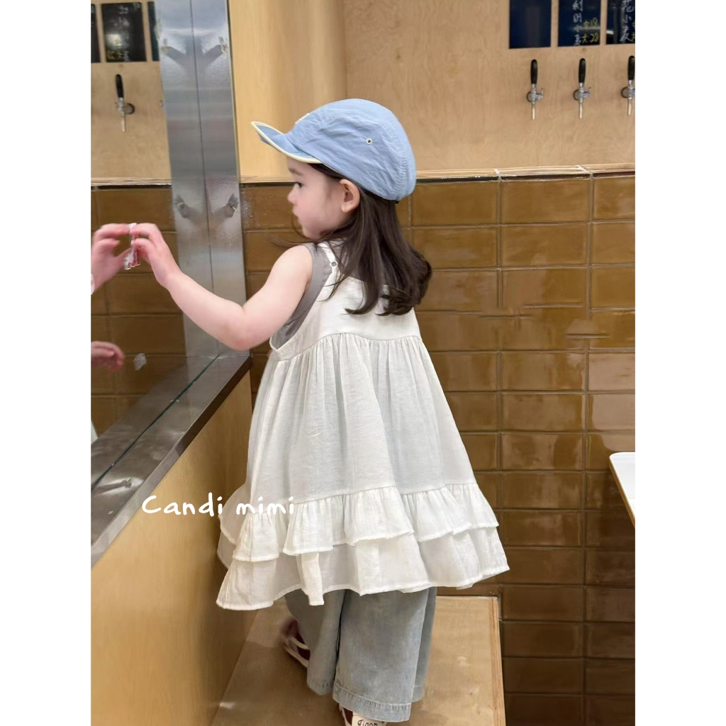CANDI MIMI Váy babydoll hai dây trắng tiểu thư - Phong cách Hàn Quốc
