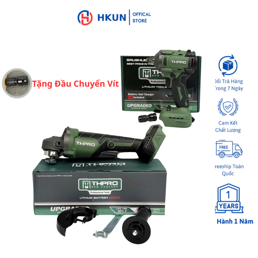 Combo Thân Mài THPRO TH-8100 Và Thân Siết Bulong THPRO TH-6360Pro Động Cơ Không Chổi Than Lõi Đồng