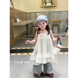 CANDI MIMI Váy babydoll hai dây trắng tiểu thư - Phong cách Hàn Quốc