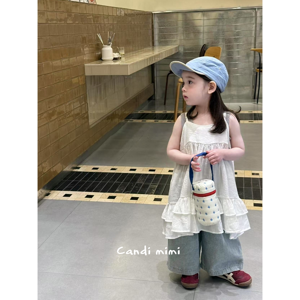 CANDI MIMI Váy babydoll hai dây trắng tiểu thư - Phong cách Hàn Quốc