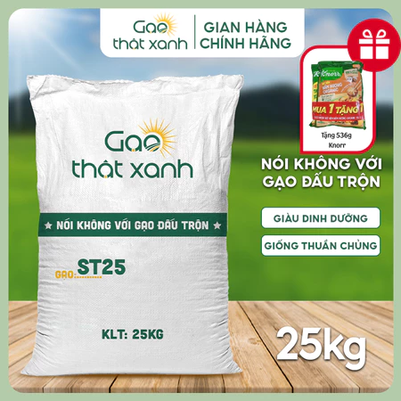 Gạo St25 thượng hạng, bao 25kg không đấu trộn, dẻo nhiều ngọt cơm thơm bát ngát cho bao gạo St25