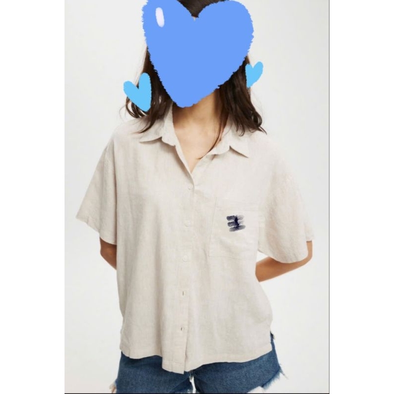 (BomoHouse) Áo sơmi linen tay ngắn nữ pol0*