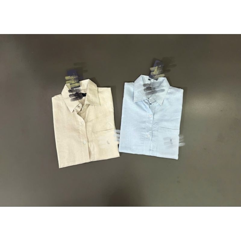 (BomoHouse) Áo sơmi linen tay ngắn nữ pol0*