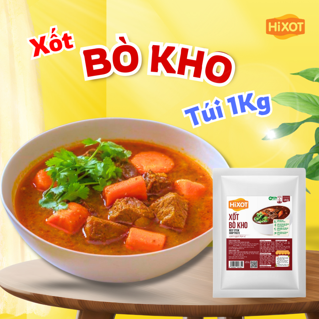 [HORECA] XỐT BÒ KHO HiXOT TÚI 1KG (KÊNH NHÀ HÀNG, HORECA), gia vị nấu bò kho, bò sốt vang