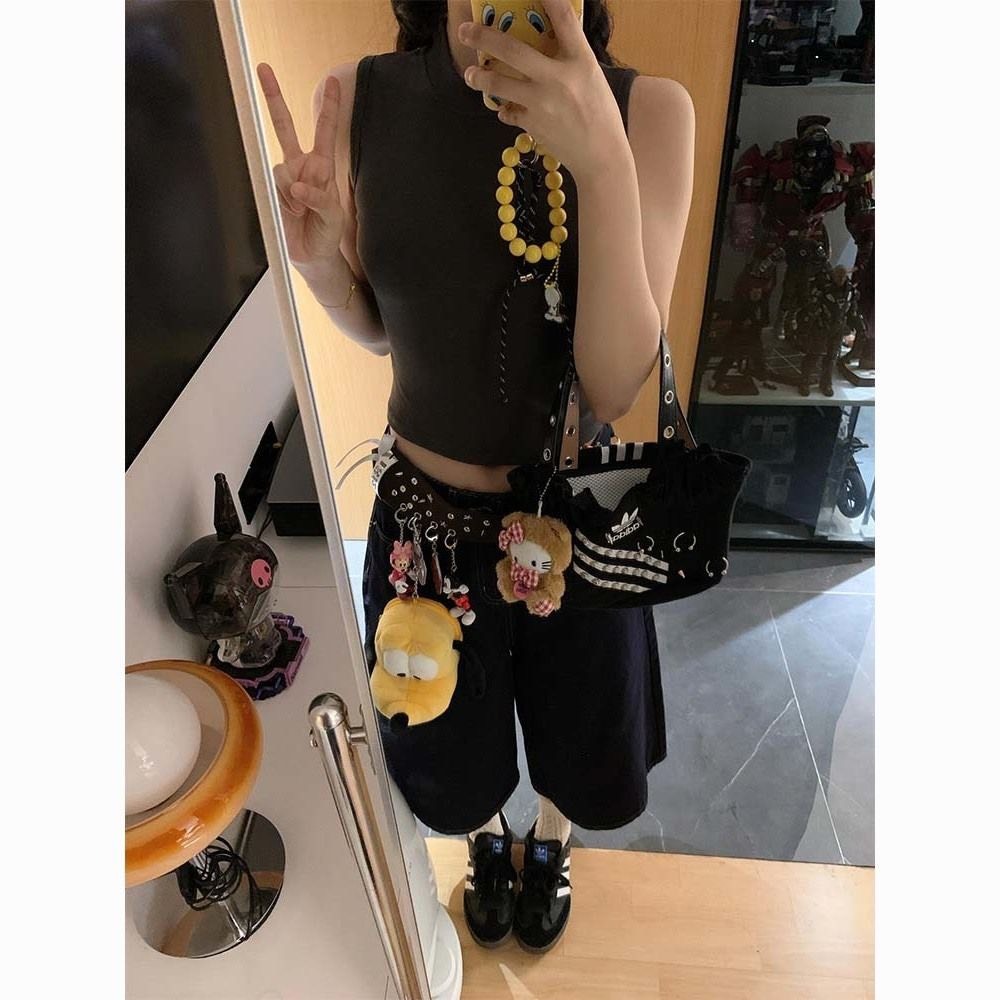 Quần jean short lửng ống rộng capri xanh đen trơn QJL001 - Tiktik