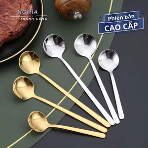 Thìa cà phê inox 304 bản cao cấp vàng/bạc phong cách dài 10cm 13cm 15cm 17cm dùng trong pha chế